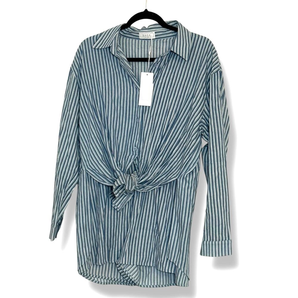 Sage Striped Blue and White Jumpsuit